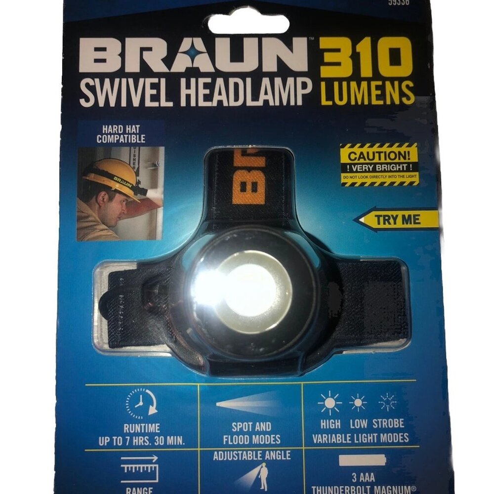 Head Lamp LED 310 Lumen Swivel Flood And Spot Modes Wide Angle Swivel Flashlight